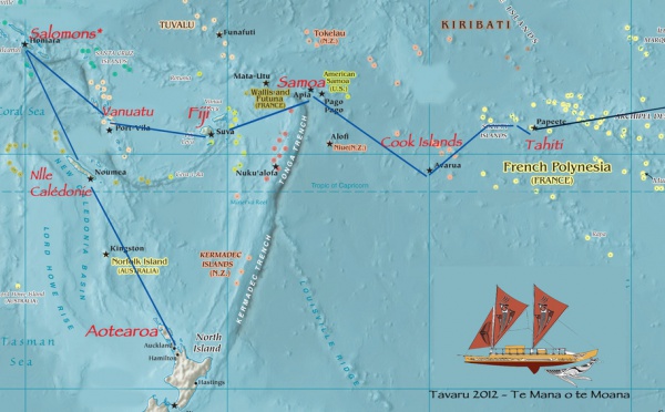 Taravu 2012: les 7 pirogues continuent leur périple dans le Pacifique