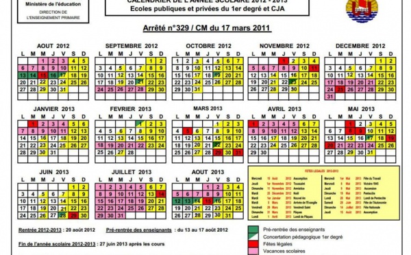 Pratique! Les calendriers scolaires primaires et secondaires 2012-2013 à télécharger