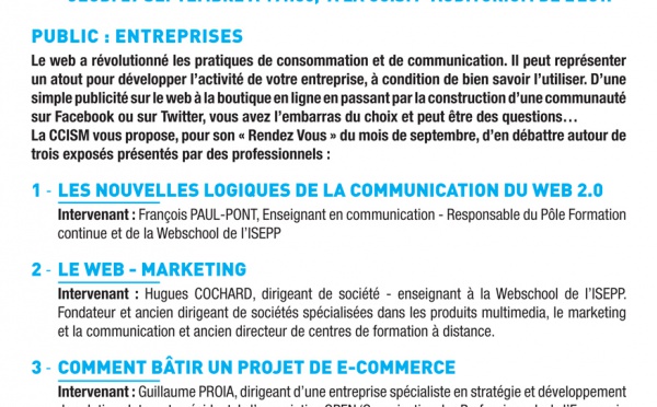 RDV de la CCISM:  « Comment mieux utiliser Internet et optimiser votre activité ? »