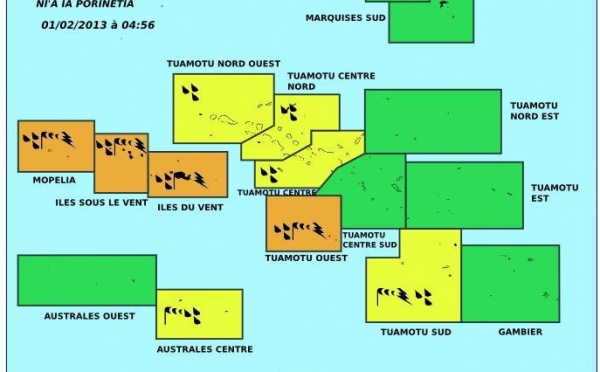 Alerte météo: vigilance orange et jaune sur une bonne partie de la Polynésie