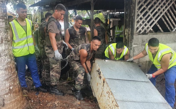 Le RSMA au secours des sinistrés à Teva i Uta