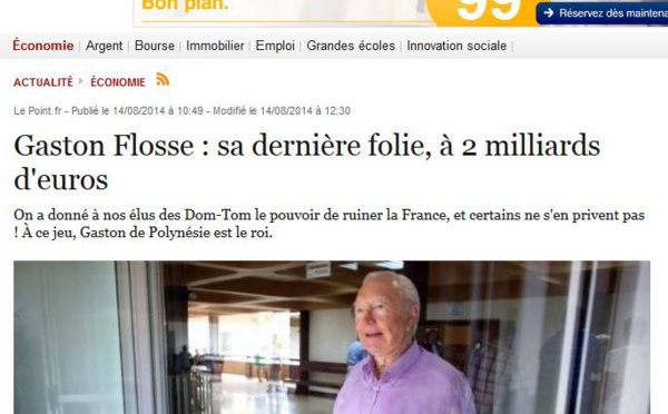 Gaston Flosse dépose une plainte en diffamation contre le journal "Le Point"