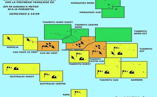 Vigilance orange pour forte pluie sur Tahiti et le centre des Tuamotu