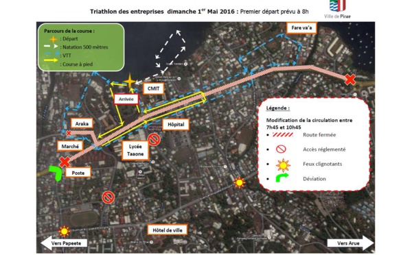 Triathlon des entreprises : circulation modifiée dimanche à Pirae
