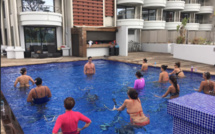 Réouverture de l'hôtel Tahiti Nui, les cours d'aquabike ont repris