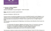 Porinetia Ora écrit au Sénateur Christian Poncelet au sujet des démarches d'Oscar Temaru