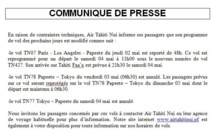 Air Tahiti Nui modifie ses horaires de vol en raison d'un problème technique