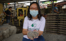 Deux Indonésiennes s'attaquent à l'invasion du plastique brique après brique