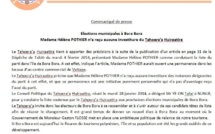 Communiqué Tahoeraa Huiraatira: Elections municipales à Bora Bora Madame Hélène POTHIER n’a reçu aucune investiture du Tahoera’a Huiraatira