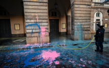 Des militants écologistes aspergent de peinture la Scala de Milan