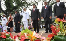 Cérémonie organisée à l'occasion du centenaire du bombardement de la ville de Papeete