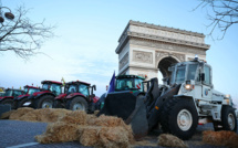 Agriculteurs: la Coordination rurale mène une action autour de l'Arc de Triomphe à Paris