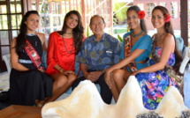 Miss Tahiti et ses dauphines rencontrent Robert Wan