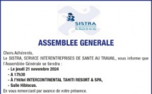 SISTRA INFORME LEUR ADHÉRENTS DE L’ASSEMBLÉE GÉNÉRALE LE JEUDI 21 NOVEMBRE 2024