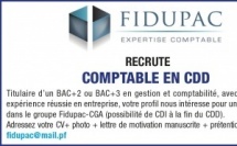 FIDUPAC RECRUTE UN(E) COMPTABLE EN CDD: TITULAIRE D'UN BAC +2 OU BAC+3 EN GESTION ET COMPTABILITÉ